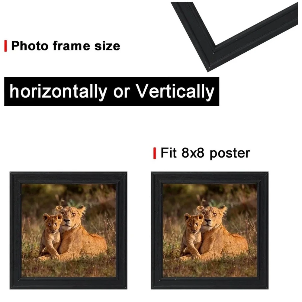 TKYGU 8x8 Black Picture Frame Set Synthetic Wood Square Photo Frames 3 Pack